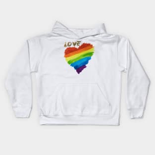 PRIDE Heart LOVE Gold Kids Hoodie